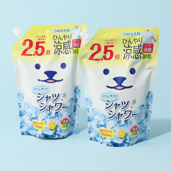 【新品未使用】スプレーするだけの 涼感＆消臭対策 ひんやりシャツシャワー 超特大つめかえ用パウチ 2...