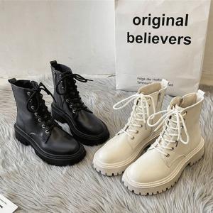 レディース ショートブーツ ブーツ ワークブーツ 靴 レディースブーツ  ミリタリーブーツ マウンテンブーツ サイドジップ イギリス風 ボア付き レースアップ