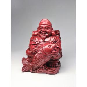 古美金調 恵比寿天 像(金属製) 石板台座 付 仏像 開運縁起物 七福神の