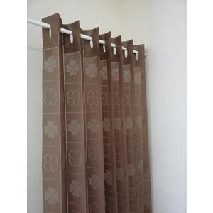 間仕切りパタパタカーテン 100×220 　 ブラウン よつ葉柄 　１００　ｘ２２０
