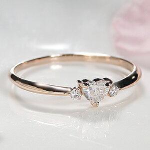 ハートカット ハートシェイプ リング 指輪 18金 18k ピンクゴールド