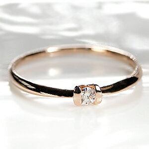 K18PG 一粒 ダイヤモンド リング 18金 ピンク ゴールド ダイヤ 4月