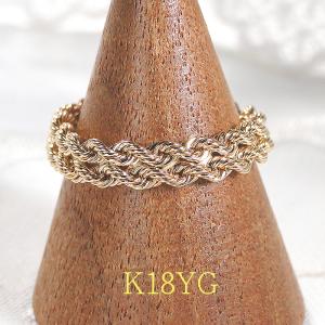 K18チェーンリング 指輪 ピンキーリング 一粒ダイヤモンド 0.1ct