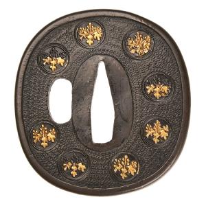 鍔・鐔 古甲冑師 梅花括猿透鍔【特別保存刀装具】刀装具 日本刀 刀剣