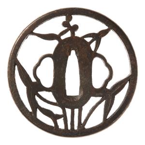 鍔 t-147 雁繋透鐔（尾張）（特別貴重刀装具） 鉄地 鍔・刀装具 : 日本