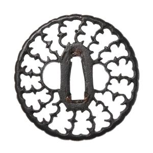 刀装具 f-32 縁頭 花と蝶の図 赤銅地金象嵌 鍔・刀装具 : 日本刀販売の