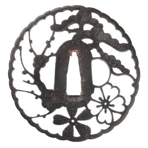 鍔・鐔 肥後 鉢の木透鍔/鐔 【保存刀装具】刀...の詳細画像2