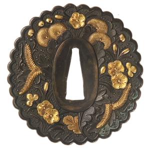 鍔・鐔 古甲冑師 左右海鼠透鍔【保存刀装具】刀装具 日本刀 刀剣