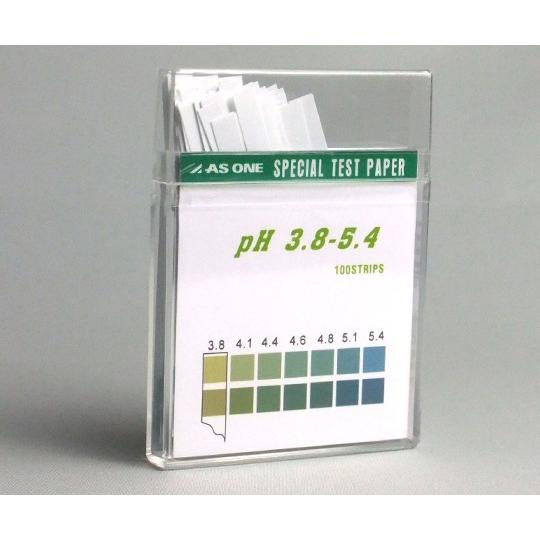 pH試験紙 pH3.8-5.4 スティックタイプ pH測定領域3.8〜 5.4 (1-1267-04...