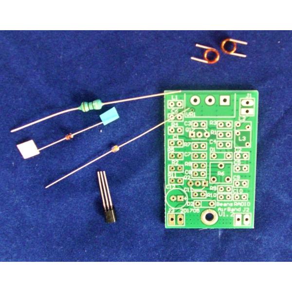 航空無線受信機二石超再生式　プリント基板＋入手困難部品（検波トランジスタ＋コイル＋ダイオード）エアー...