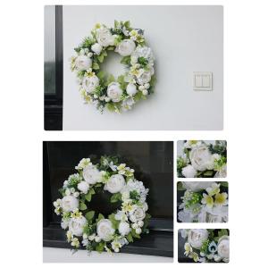 リース 玄関 春 フラワーリース 造花 ホワイ...の詳細画像1