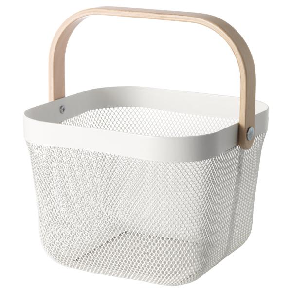 【IKEA/イケア】RISATORP バスケット， 合金鋼 ホワイト