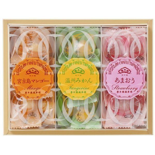 お歳暮 七五三 榮太樓 果汁飴 透かし箱 PETケース 詰合せ3本入（あまおう、温州みかん、宮古島マ...