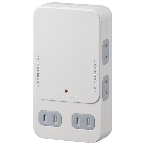 オーム電機 増設用壁タップ 6個口 HS-AK6B-W 00-1403