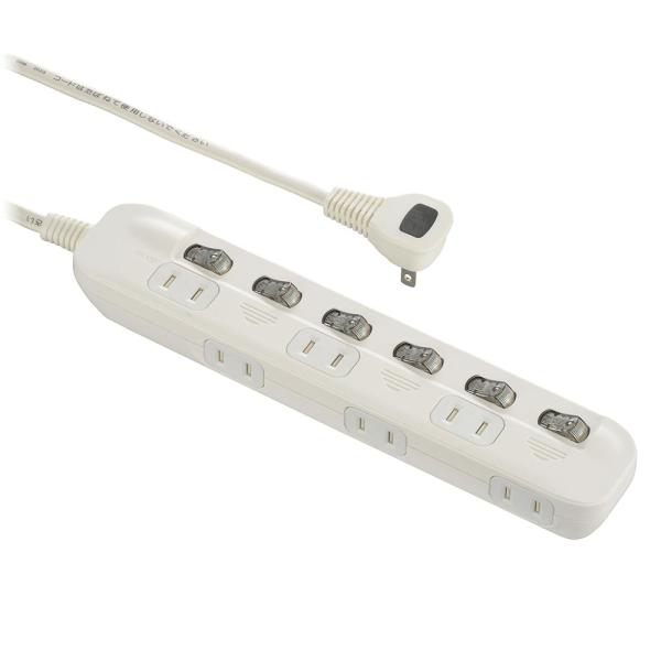 オーム電機 電源タップ 交互コンセント 6個口 2m HS-TP62ADW22 00-1654