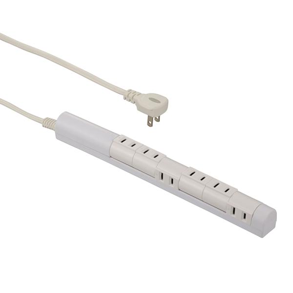 オーム電機 回転スリムタップ 6個口 1.5m ホワイト HS-T61C5S3-W 00-5185