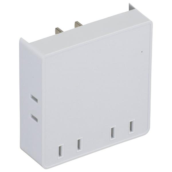 オーム電機 スクエアタップ 雷ガード 4個口 HS-AK4PBT-W 00-6904