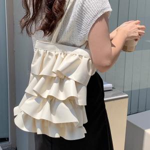 フリル トートバッグ ショルダーバッグ ギャザ...の詳細画像2