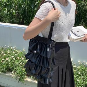 フリル トートバッグ ショルダーバッグ ギャザ...の詳細画像4