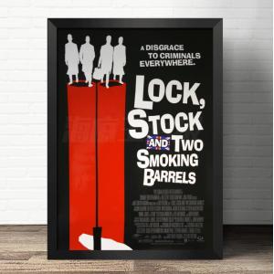 『ロック、ストック&トゥー・スモーキング・バレルズ』Lock, Stock and Two Smoking Barrels映画ポスター 木枠　立て掛け壁掛け 額縁透明シート付 34X44cm