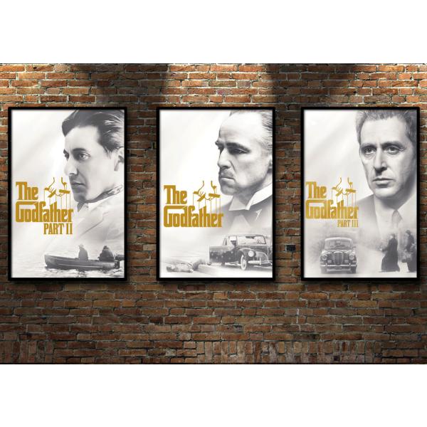 『ゴッドファーザー』シリーズ　 The Godfather  映画ポスター  木枠　立て掛け壁掛け ...