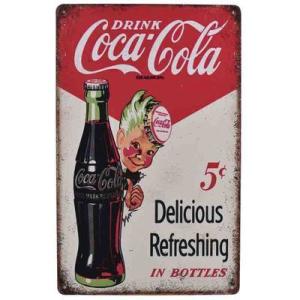 コカコーラ Coca-Cola  アメリカ雑貨★レトロ調★アメリカンブリキ看板/飾り/バー/レストラン/カフェ/喫茶店/20cm*30cm｜eiwasailsors