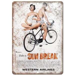 自転車  Western Airlines Sun Break　 ポスター　メタルサイン  金属　 ...