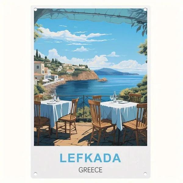 ギリシャ　レフカダ島　ブリキ看板  雑貨　都市建築風景   ★レトロ調★/飾り/バー/レストラン/カ...