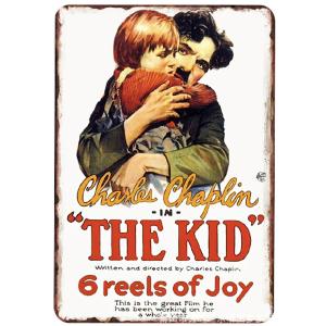 『キッド』 The Kid　映画ポスター　チャップリン　アメリカ雑貨　レトロ調　メタルサイン　ブリキ看板　インテリア　20x30cm