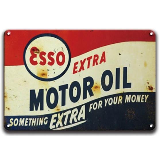 エンジンオイル motor oil esso　工業風 メタルサイン 　金属　TIN SIGN お部屋...