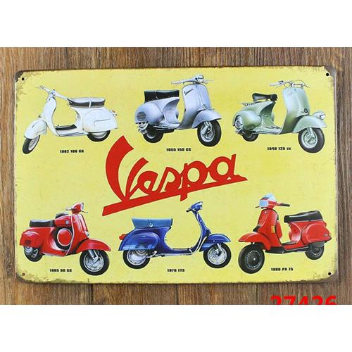 ベスパ 、ヴェスパ  Vespa オートバイ バイク　アメリカン雑貨★レトロ調★メタルサイン　ブリキ...