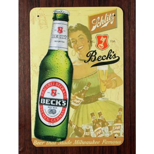 ベックス　Becks　ドイツビール★アメリカ雑貨　レトロ調　ブリキ看板 /飾り/バー/レストラン/カ...