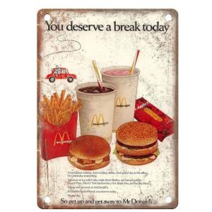 マクドナルド　ハンバーガーセット  マック★メタルサイン  レトロ調 　アメリカブリキ看板　/飾り/...