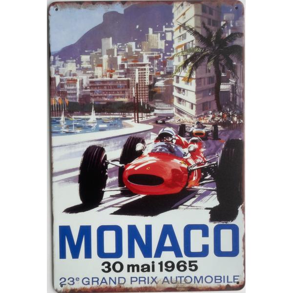 1965年モナコグランプリ F1  Monaco Grand Prix  ポスター★レトロ調★ブリキ...
