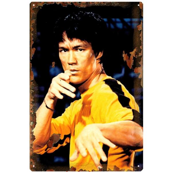 ブルース・リー Bruce Lee　武術家 俳優　截拳道　アメリカ雑貨　★レトロ調★ブリキ看板/飾り...