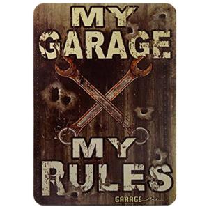 MY GARAGE MY RULES 英文  アメリカ雑貨★レトロ調★ブリキ看板　お店　バー　お部屋...