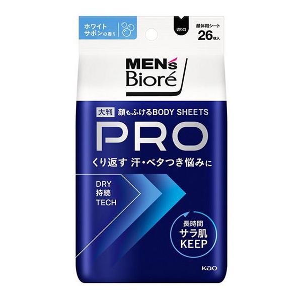★まとめ買い★　メンズビオレ　顔もふけるボディシートＰＲＯ　ホワイトサボンの香り　２６枚　×12個【...