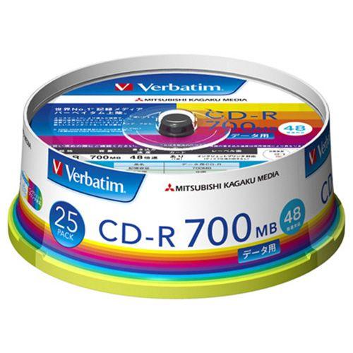 データ用CD?R　700MB　48倍速　ホワイトワイドプリンタブル　スピンドルケース　1パック(25...