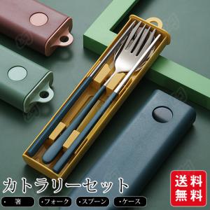 ポータブル カトラリーセット スペイン風 3点セット ステンレス ケース付き 北欧 お洒落 高級感 おしゃれ 食器 スタイリッシュ 箸 スプーン フォーク 爆買