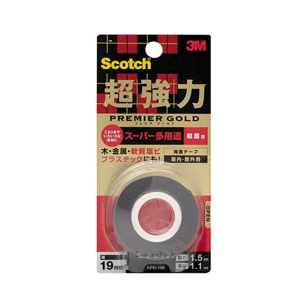3M スコッチ 超強力両面テープ プレミアゴールド スーパー多用途 粗面用 19mm×1.5m KP...