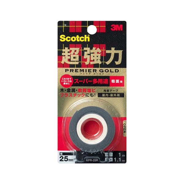 3M スコッチ 超強力両面テープ プレミアゴールド スーパー多用途 粗面用 25mm×1m KPR-...