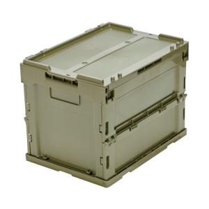 トラスコ 薄型折りたたみコンテナ ロックフタ付き 50L OD色 TR-C50B-OD