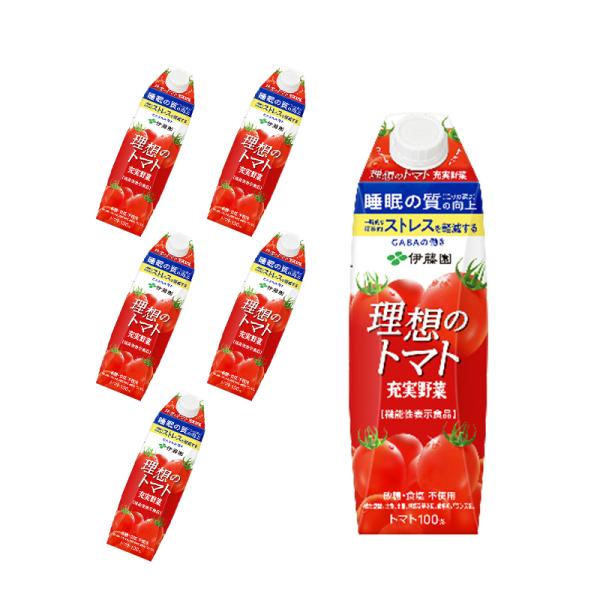 【6本セット】理想のトマト 充実野菜 紙パック 1L（1000ml） 紙パック飲料 トマトジュース ...