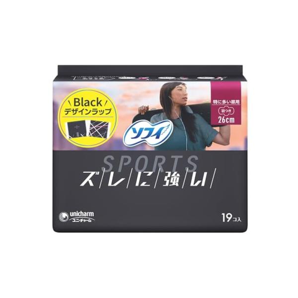 ユニ・チャーム ソフィ スポーツ SPORTS ナプキン ズレに強い 特に多い昼用 羽つき 26cm...