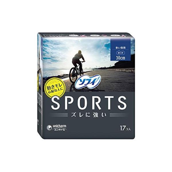 ユニ・チャーム ソフィ スポーツ SPORTS ナプキン ズレに強い 多い夜用 羽つき 30cm 1...