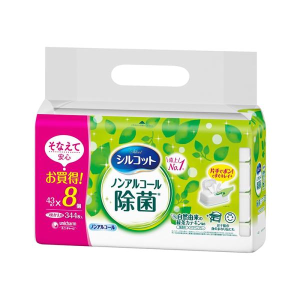 シルコット ウェットティッシュ 詰替 ノンアルコールタイプ 43枚入×8パック 4903111460...
