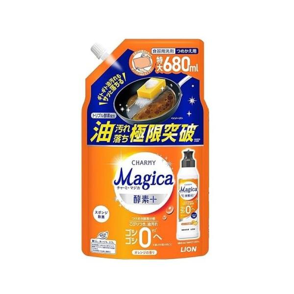 ライオン チャーミーマジカ 酵素＋オレンジ 詰替 680ml 食器用洗剤 4903301378488