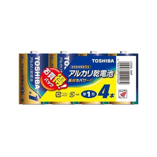 TOSHIBA 東芝 単1形アルカリ乾電池 4本入 LR20L 4MP メール便対応（1個まで） 4...