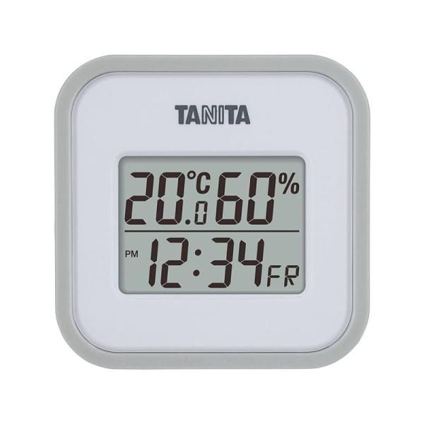 タニタ デジタル温湿度計 TT-558 グレー 日付表示 時刻表示 時計 4904785555808