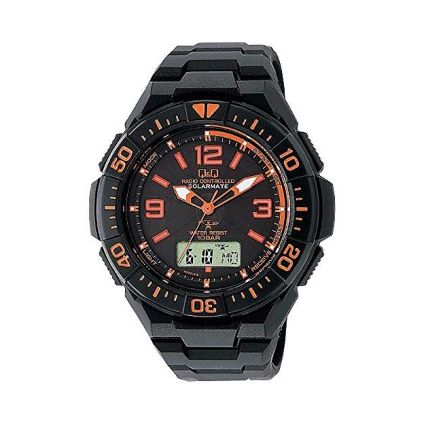 CITIZEN シチズン Q&amp;Q 腕時計 アナログ 電波 ソーラー 防水 日付 ウレタンベルト ブラ...